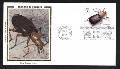 #3351m 33c Insects & Spiders-Bombardier Beetle- Colorano "Silk" FDC - Image 1 of 2