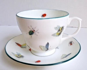 Vintage Rob Turner BUG BONE CHINA COFFEE CUP and SAUCER, England, Marked, Rare - Picture 1 of 14