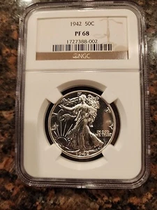 1942 Walking Liberty Half Dollar NGC PF68 Blast White, Sharp Details  - Picture 1 of 10