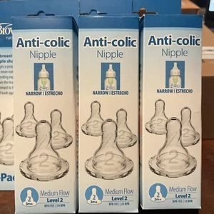 Dr. Brown's natürliche Durchflussstufe 2 schmale Babyflasche Silikonbrustwarze, mittlerer Durchfluss - Bild 1 von 9