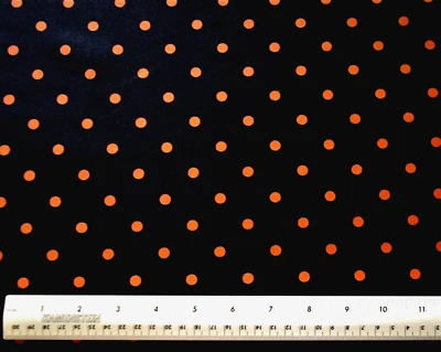 David Textiles Orange  Black Polka Dot Halloween  By the 1/2 yard cotton fabric - Image 1 of 2