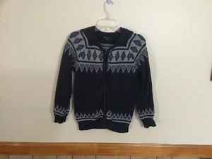 GAP Boys Size Medium M Fair Isle Sweater Hoodie Nice & Warm Blue - Picture 1 of 5