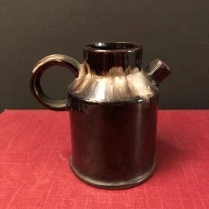 Mid-Century Modern Creamer, Brown Drip, M.G. Japan Foil Label, 4" - Picture 1 of 7