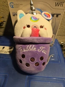 8" Nanco Pink Bubble Tea Boba Cup Stuffed Animal Unicorn Plush Animal NWT NEW - Picture 1 of 3