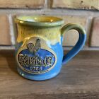 Deneen Pottery Egg Harbor Café 1985 Blue/Yellow Drip Glazed Coffee Mug Cup