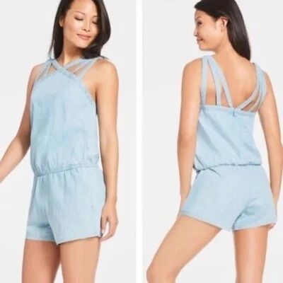 NWT Fabletics Liza Romper Chambray Medium - Image 1 of 4