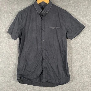 Connor Shirt Mens Medium Black Button Up Slim Fit Geometric Formal City Office Q - Picture 1 of 10