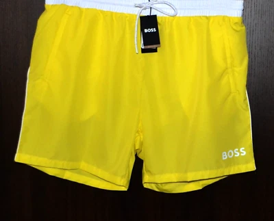 Pantalones Cortos de Natación Hugo Boss Amarillo Blanco Logo Para Hombre Playa Atlético Talla 2XL  Foto 1 de 4