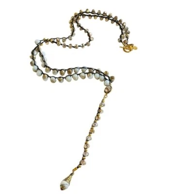 Collar An Old Soul cuarzo ahumado facetado cristal collar diseñador BOHO 34"L Foto 1 de 4