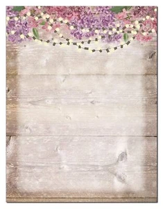 Rustic Stationery - 8.5 x 11-60 Letterhead Sheets - Flowers and Barnwood Lett... - Picture 1 of 3