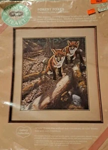 Vintage 1987 From The Heart Crewel Embroidery Kit Forest Foxes New Sealed - Picture 1 of 3