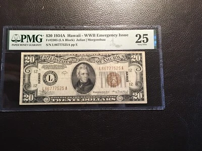 20.00 1934A Hawaii Note PMG 25 Very Fine - Image 1 of 2