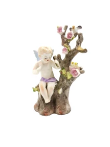 Lefton China Figurine Angel Figurine On Branch no. 953 1950's - FLAWED - Picture 1 of 6