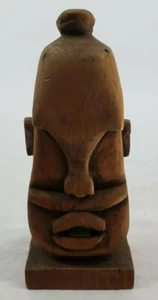 Handgeschnitzte Volkskunst unvollendete Holzschnitzerei - Männerkopf Figur gemarkt "II" - Bild 1 von 12
