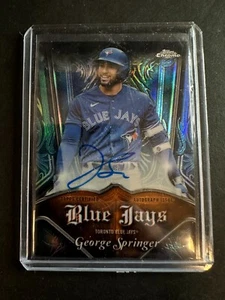 2022 Topps Chrome Pinstriped Auto PA-GS George Springer Orange Auto 15/25 - Picture 1 of 2