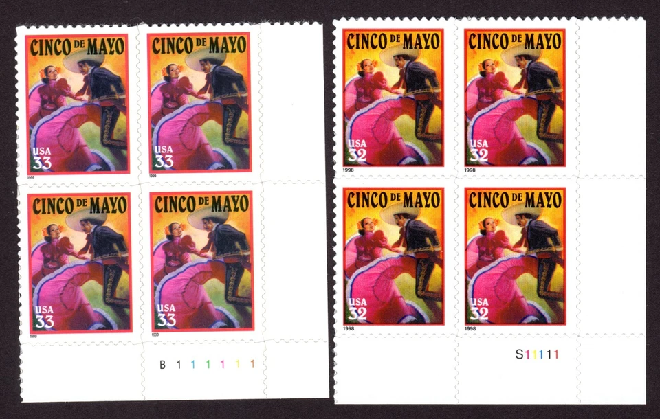 Scott #3203-3309 Cinco de Mayo (May 5th, Mexico) Plate Block of 4 Stamps - MNH - Image 1 of 1