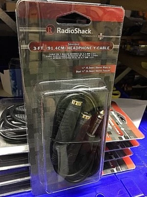 3 Ft Y-Splitter Cable 1/4 6.3mm Male Plug to Dual 1/4 6.35mm Female Jacks 420256 - Image 1 of 3