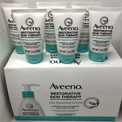 AVEENO Restorative Skin Therapy Oat Repairing Cream Travel Sz (1oz Each) Lot X 6 - Image 1 of 4