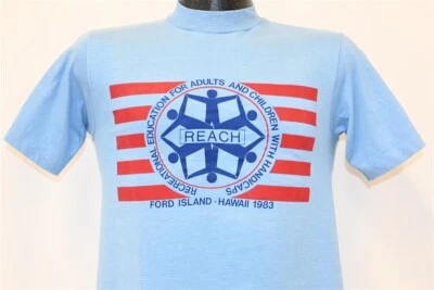 vtg 80s REACH FORD ISLAND HAWAII 1983 LEEWARD FUN RUNNER PEARL CITY t-shirt S - Image 1 of 4