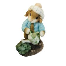 Blushing Bunnies figurine Gives Thanks For Boy Watering Head Of Lettuce Easter
