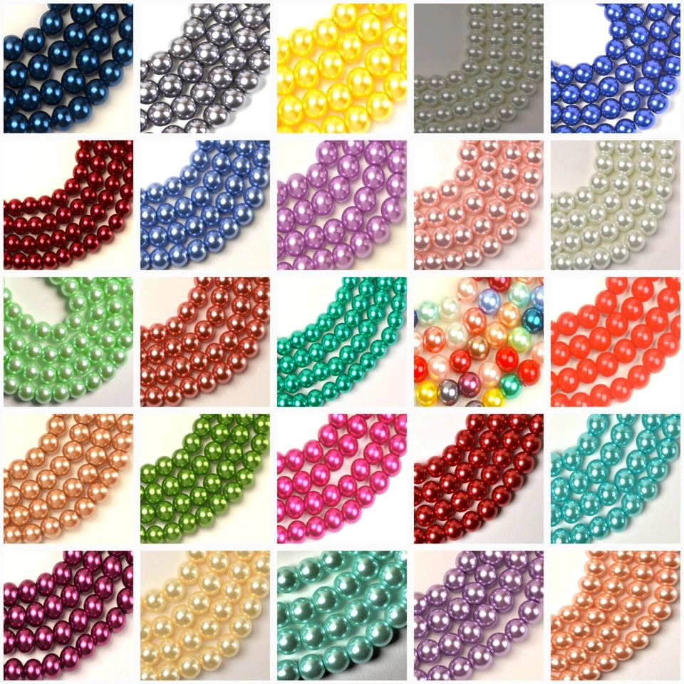 Glasperlen 100 Stk Perlen 8MM Rot Blau Weiß Gelb Grün Rosa Lila Türkis Bunt Glas - Bild 1 von 1