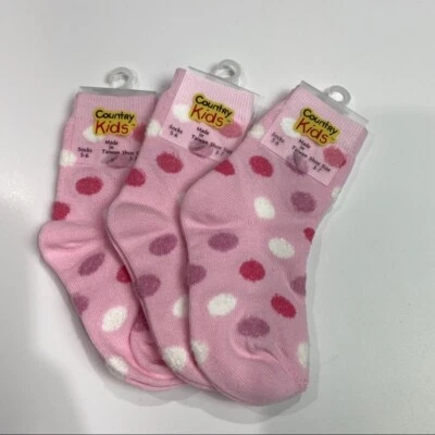 Country Kids shoe sz 3-7 polka dot socks set young girl's 1-2 years New Lot of 3 - Image 1 of 3