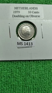 1979 Netherlands 10 Cent ERROR Multiple Strike Doubling on Obverse - Picture 1 of 14