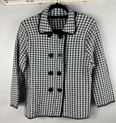 Willi Smith Jacket Blazer Black White Checkered Houndstooth Double Buttons XL - Image 1 of 4