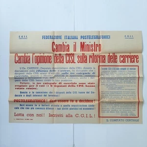 Manifiesto Federación Italiana De Correos Y Telégrafos C.G.I.L. - Picture 1 of 2