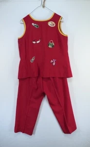 Citi Dress Vintage Sleeveless Embroidered Top and Pants Size 6 Red - Picture 1 of 21
