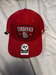St Louis Cardinals Hat Red Squad 47 Trucker Mesh Cap Adjustable MLB Snapback NWT - Picture 1 of 1