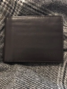 Reaction Kenneth Cole men's dark brown leather bi-fold wallet ID Holder - Picture 1 of 12