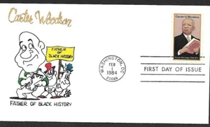 USA 1984 HAND PAINTED RICHARD ELLIS ANIMATED FDC + CACHET CARTER WOODSON - Picture 1 of 1