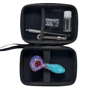 4" Gorgeous Glass Pipe Bowl Tobacco Bowl Smoking Collectible Handmade W/TOOL BOX - Picture 1 of 7