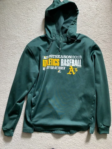 Majestic MLB Oakland athletics 1/4 Zip Pull Over Hoodie Size L Large excellent Cover