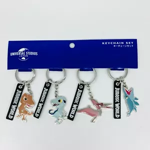 JURASSIC WORLD 4 Keychain Set UNIVERSAL STUDIOS JAPAN Park Blue T-REX Keyring - Picture 1 of 12