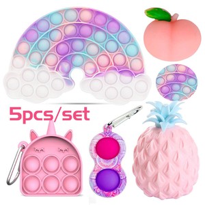 5 Pack Fidget Toys Set ADHD Stress Relief Bubble Popit Simple Dimple Game Gifts