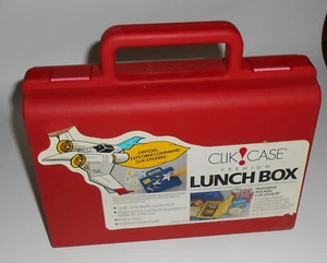 Vtg 1988 Clik Case Childrens School Lunchbox Plastic With Stickers Space Travel - Picture 1 of 5