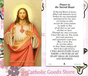 Sacred Heart of Jesus - Prayer to the Sacred Heart - Paperstock Holy Card - Picture 1 of 3