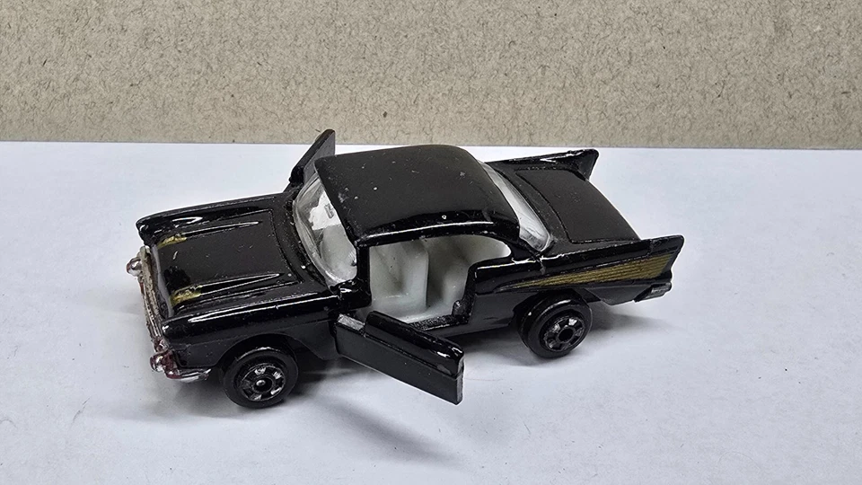 Vintage Zylmex P355 '57 Chevy Hardtop Black Diecast Car Hong Kong Doors Open - Image 1 of 4