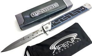 G10 Stiletto Pocket Knife Blade EDC Tip Up Carry Green Spring Assisted - Picture 1 of 4