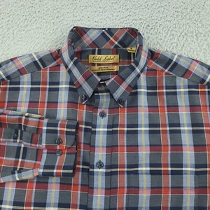 Roundtree & Yorke Shirt Mens Medium Gray Red Business Casual Gold Label - Picture 1 of 14