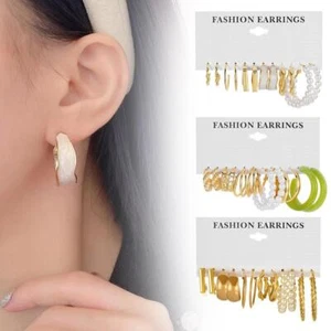 European and American Style Metal Earrings, Square Geometric Earrings - Picture 1 of 16