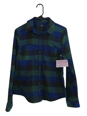 Prana Shirt Men's Size Small Blue Green Plaid Button Down Meadow Run Flannel - Image 1 of 4
