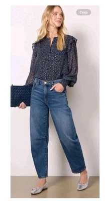 Kut From The Kloth Ashley Slouchy JEANS BARRIL Talla 6 Tiro Alto Azul Denim Usado en Excelente Condición Foto 1 de 4