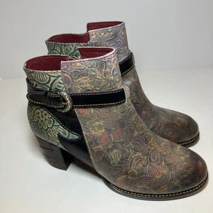 L'Artiste By Spring Step Zhamsha-Shine Women's Leather Boots Blue Size 9 (40) - Picture 1 of 19