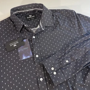 NWT BUTTERCLOTH Icy Cotton Button Up Stretch L/S Shirt Men's 2XL Tall Fit Geo - Picture 1 of 9