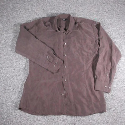 J. Peterman Shirt Mens Large Brown 100% Silk Button Front Long Sleeve Pocket - Image 1 of 4