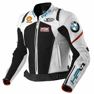 BMW Motorrad Motorcycle Jacket Motorbike Cowhide Leather Racing Jacket - Foto 1 di 3