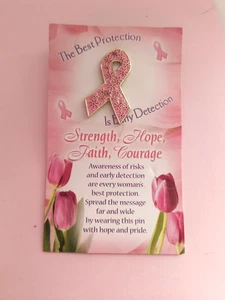 NEW Positive Promotions Pink Bow Breast Cancer Awareness Pin Appx 1 1/8" - Picture 1 of 16